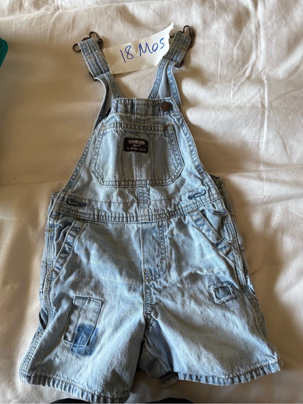 OshKosh B'gosh Light Wash Denim Short Overalls
